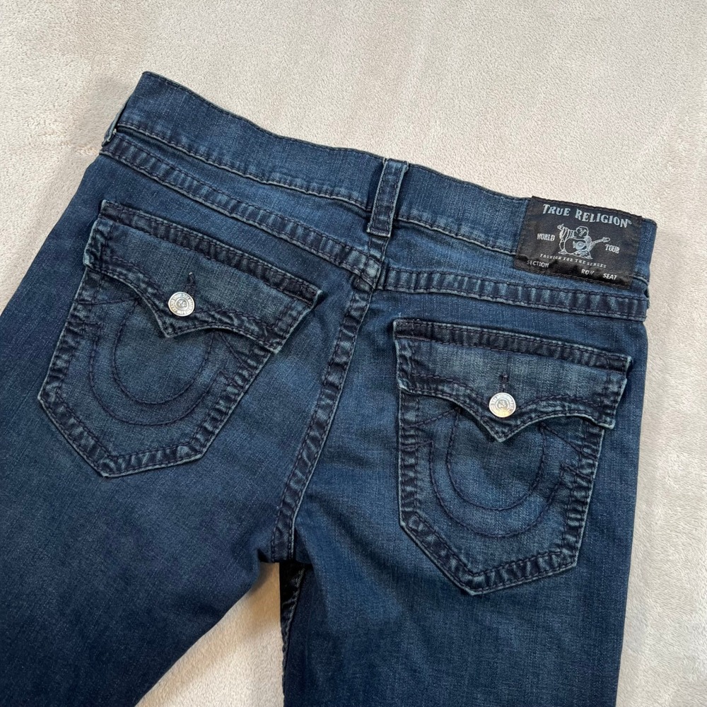 True Religion Geno Relaxed Slim Jeans Mens 34x32 Dark Wash Blue Denim Horseshoe - Picture 9 of 12